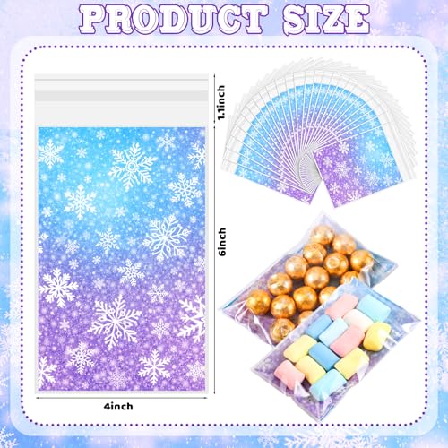 Epakh 100 Pcs Snowflake Cellophane Goodie Bags, Winter Party Favor Bag - style: Snowflake