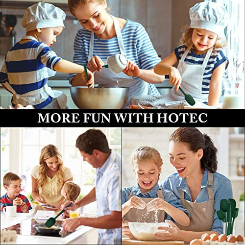 HOTEC BPA-Free Silicone Rubber Spatula Set, Dark Green, Set of 5 - color: Dark Green