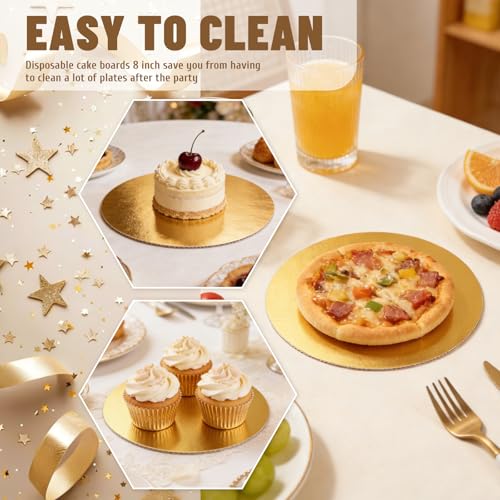 8 Pack 10 Inch Round Cake Boards,Gold Cardboard Cake Rounds - color: Gold, size: 10Inch, style: Classic Round