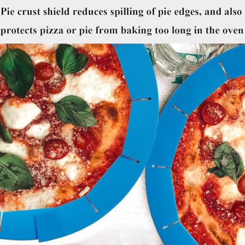 Adjustable Pie Crust Shields, Silicone Baking Protectors, Cover Ring Tools Fits 8-11.4 Inch Pies, Baking Pie Pizza Crust Shield Protector Cover for Edges ﻿ (Blue) - color: Deep Blue