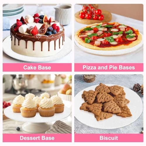 10 Inch Cake Drum, Cake Boards 10 Inch Round, 1/4" White 8in 10in 12in 14in Cake Drums Cardboard Base Board Circles for Pizza Wedding, 2 Pack - size: 10 Inch