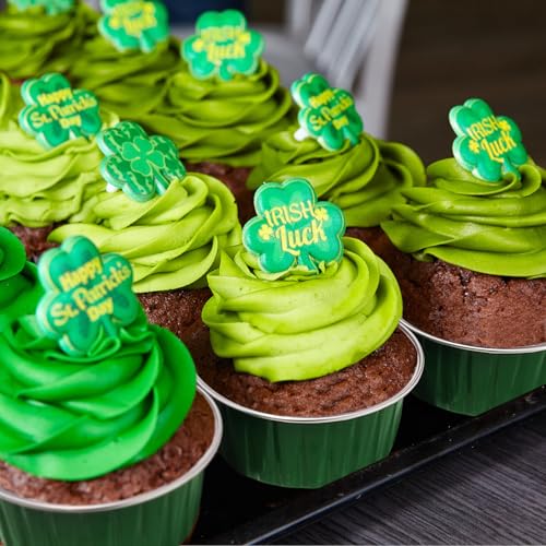 St. Patrick's Day 50Pcs Mini Aluminum Foil Cupcake,5oz Baking Cups with Lid - color: Green