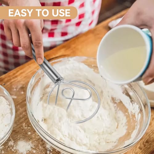 Danish Dough Whisk Stainless Steel Hook Dutch Baking Tool Bread Sourdough Mixer for Pizza Pastry Cake Batter Making - color: Stainless Steel-XX