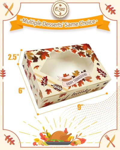 qiqee Thanksgiving Cookie Box with Window 9x6x2.5 inch 15Pcs Pastry Macaron Thanksgiving Leaves Bakery Box For Thanksgiving Day - color: Thanksgiving, size: 9x6x2.5 Inch