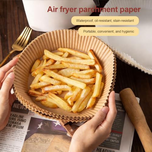 ROOM127 Air Fryer Liners Disposable, 6.3 Inch Round Brown Liners, 300 Count - size: 6.3"Round*300