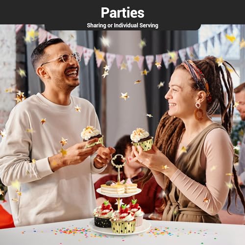 EUSOAR Creme Brulee Ramekins - 50pcs 5oz Disposable Aluminum Foil Baking Cups with Lids, Dessert Containers - color: Gold Polka Dot, size: 50pcs