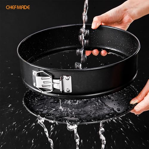 CHEFMADE Springform Pan, 10 Inch Round Cake Pan with Removable Bottom，Chiffon Bakeware for Oven and Instant Pot (Black) - size: 10 Inch