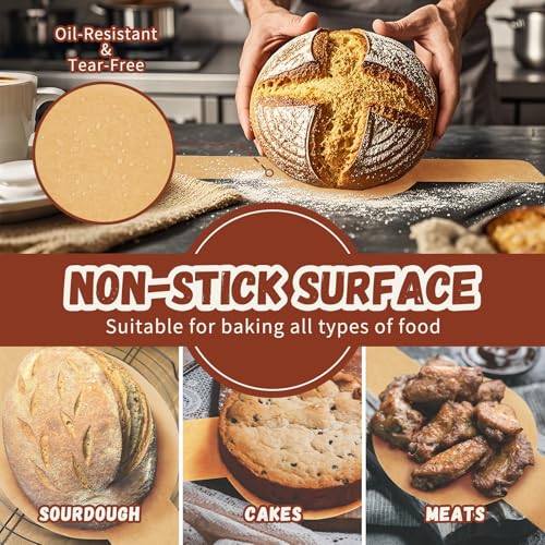 Parchment Paper for Sourdough Baking 8" Round 100 Sheets with Long Handles - color: Unbleached, size: 100sheets