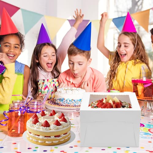 6 Pack Cake Boxes with Cake Boards,12x12x8 Inch Tall Cake Box with Window - size: 6 Pack-12x12x8 inches