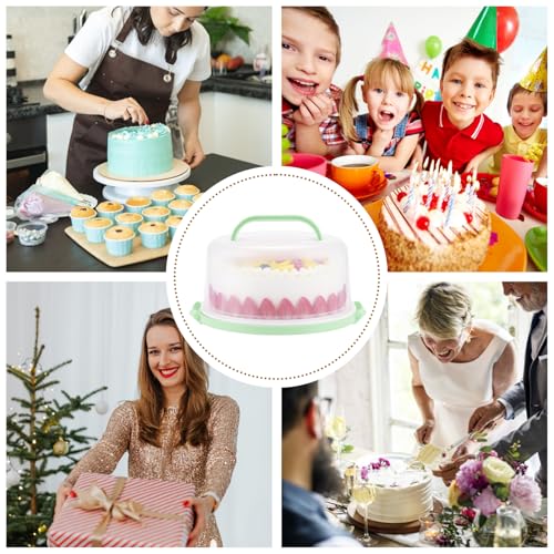 Cake Carrier with Lid and Handle - Cake Containers, BPA-Free，Perfect Gifts - color: Green
