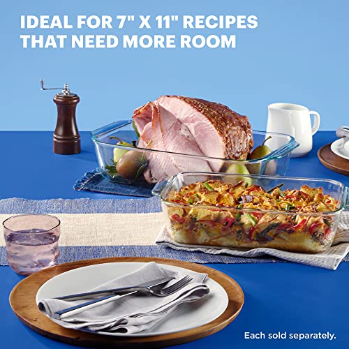 Pyrex Deep Glass Baking Dish with Plastic Lid, Deep Casserole Dish - size: 7x11 (1-Count)