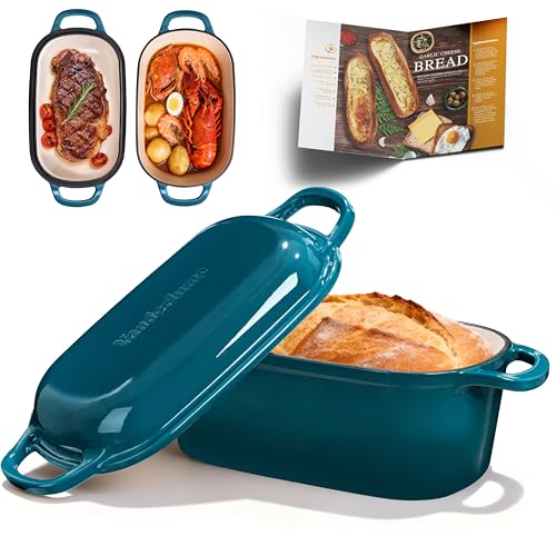 4.6-Quart Oval Dutch Oven for Bread Baking - color: Teal