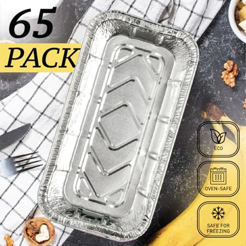 (65 Pack) 2Lb Foil Bread Pans for Baking, Disposable Bread Pans - Perfect for Baking Banana Bread, Cakes & Meatloaf - 2 Pound Aluminum Pans for Food Serving - 8.5" X 4.5" X 2.5" - color: 2 LB, size: Pack of 65