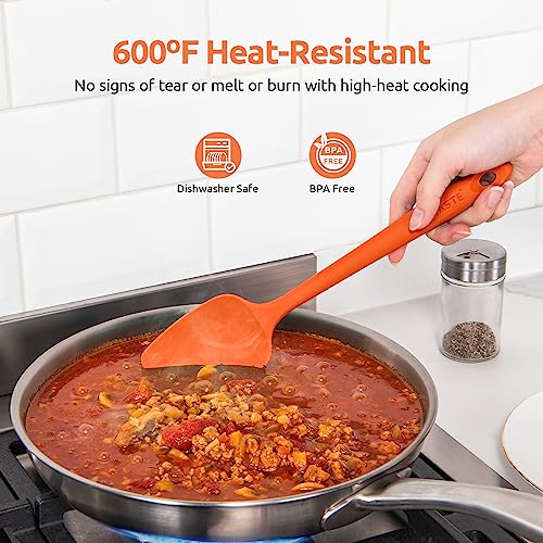 U-Taste Silicone Spatula Set with 600 Degrees Fahrenheit Heat Resistant (Orange) - color: Orange