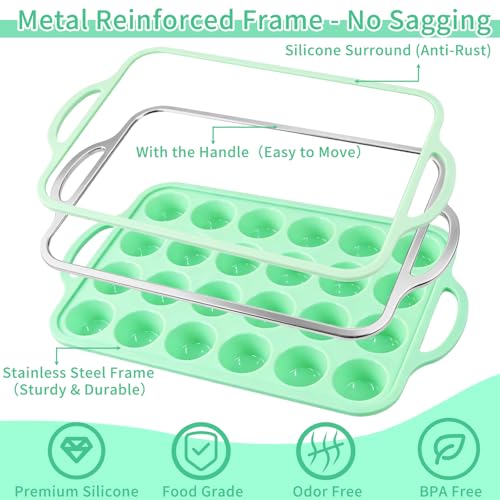 2 Pack Silicone Mini Muffin Pan, 48 Cups Mini Cupcake Pans - color: Mint Green