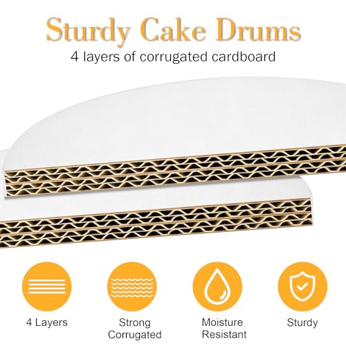 12PCS 14 Inch Round Cake Drums, Thick Sturdy Cardboard Base, Food Grade Cake Boards, Ideal for Baking, Decorating, Wedding, Party, Gifting and Daily Use - size: 14 Inch
