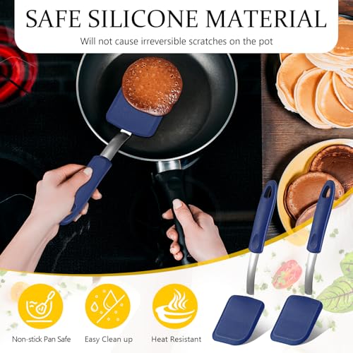 2Pcs Mini Silicone Cookie Brownie Spatula, Solid Flat, Blue - color: Blue, style: Solid Flat