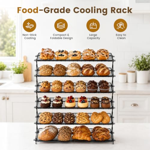 6-Tier Collapsible Cooling Rack for Baking, 4 Height Settings