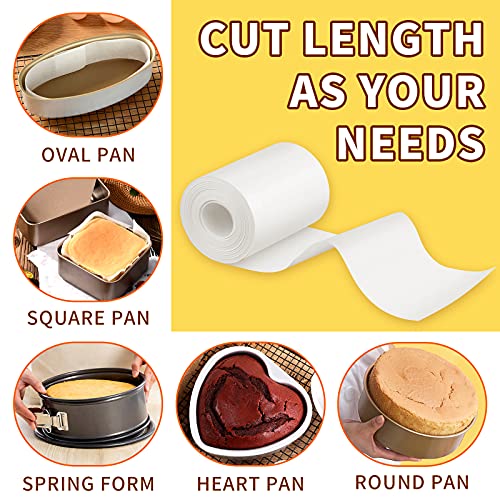 Baking Parchment Paper Side Liners - Baking Strips Roll for Round Cake Pans, Cheesecake Springform Pan, Non Stick Pan Lining Paper 3.15in x 164ft, Pre-cut Heat Resistant Kitchen Paper - size: 3.15in x 164ft