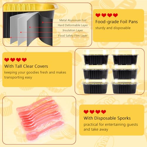 LNYZQUS 10oz Mini Cake Pans with Lids, Small Cinnamon Roll Containers - color: Black, size: Square- 10oz