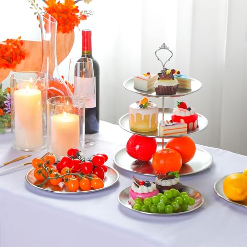 Gerrii 2 Pack 3 Tier Cupcake Stand Serving Tray Metal,Silver - color: Silver