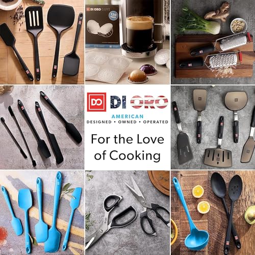 DI ORO Silicone Cooking Spoons - Solid & Slotted Set, 2-Pc Blue - color: Blue