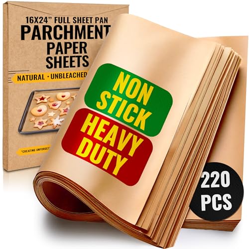 [220 Sheets] Full Sheet Pan 16 x 24" Parchment Paper Baking Sheets - size: 5. 16" x 24" - 220 Pack