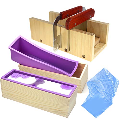 Voulosimi Cake Moulds - Making Cutting Mold with Wavy Cutter & Straight Slicer and 100 Pcs 6 x 6 inch Shrink Wrap Bags - color: Steel Straight Scraper/Cutting Mold Kit