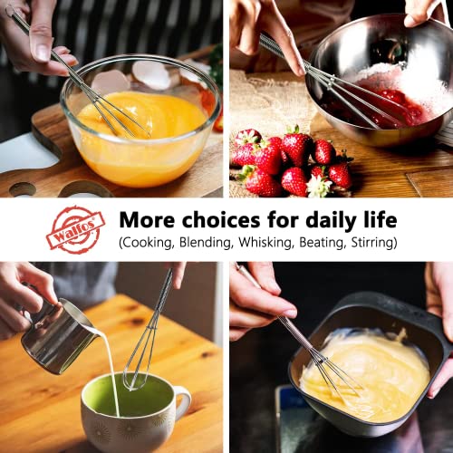 Walfos Mini Whisk,Non-Rust Whisk,304 Stainless steel Small Whisks.Heat Resistant 450℉.6+8Inch Tiny whisks Nice for Whisking, Blending Ingredients, Beating, Mixing Sauces (Silver) - color: 2pcs stainless steel; 6+8in