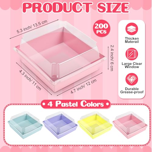 Vesici 200 Pcs 5 Inch Charcuterie Boxes with Clear Lids Pastel Bakery Boxes - color: Pastel, size: 5 Inch