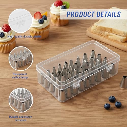 84-Tip Piping Tip Storage Box, Transparent - color: Transparent