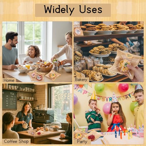 120 Pack Cookie Bags with Stickers, 5.7×6.5 In Paper Bakery Bags with Seal - size: 5.7" x 6.5"