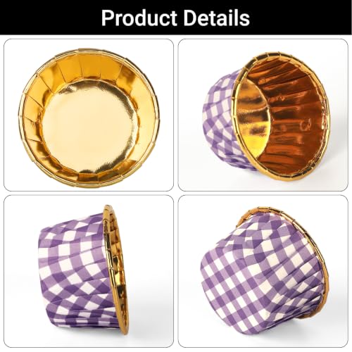 EUSOAR Aluminum Cupcake Liners, 50pcs 3.5oz Foil Baking Cups Purple White - color: Purple/White, size: 50pcs