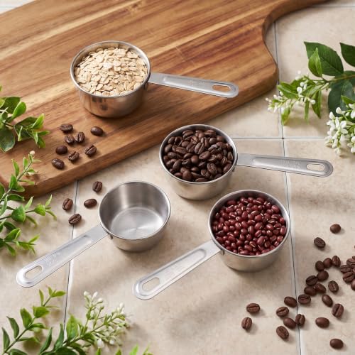 4 Pcs Measuring Cup, 1/4 1/3 Cup Stainless Steel Measuring Cups