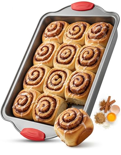 Boxiki Kitchen Non-stick 9x13 Rectangular Cake Pan - Durable Baking Pan for Oven Delights & Sheet Cakes - Non-Toxic, PTFE & PFOA Free - color: Gray