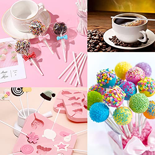 500PCS 4-Inch White Lollipop Sticks,Paper Sucker Stick,Cake Pops Stick for Candy Melt,Dessert,Cake Pops,Chocolate and Cookie(3mm)
