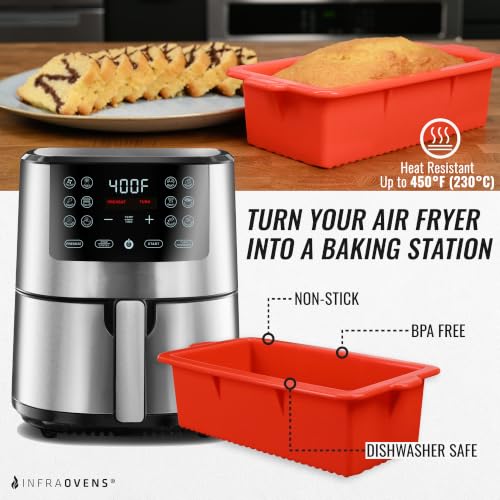 Air Fryer Silicone Loaf Pans for Baking, Non-Stick Bread Cake Pan, 9 inch Airfryer Bakeware Sets, Meatloaf Brownie Corn, Fits Instant Pot, Ninja Foodi, Cosori, Chefman, Power XL, Dash, BPA Free - size: XXL