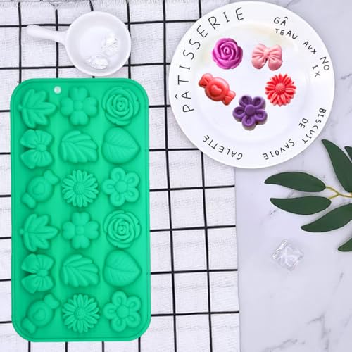 Candy Molds Silicone - 2Pcs Silicone Gummy Daisy Flower/Tulip Flower/Bow Tie/Leaf Candy Mold for Candy Chocolate Gummy Jello Baking Soap Pudding Cookie Desserts Making - color: Small Flower Molds