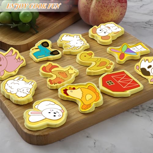 Jspupifip 16 Pack 3D Cookie Cutters Set DIY Press Molds Farm Animal - style: Farm Animal