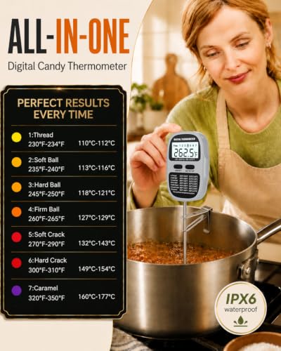 Candy Thermometer Digital Deep Fry Oil Thermometer with 7 Preset Modes - color: GREY