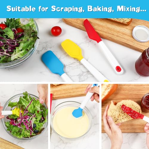 Webake Mini Silicone Spatula Set, Non-Stick Small Spatulas with Sturdy Handle, Nice for Small Jars and Cans, Mixing, Cooking and Baking, Heat Resistant and Dishwasher Safe, Great for Kitchen Use - size: Mini