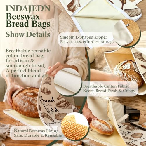 Western Cowgirl Baking Gifts Beeswax Bread Bags 2 Pack XL 13x17in - color: Western