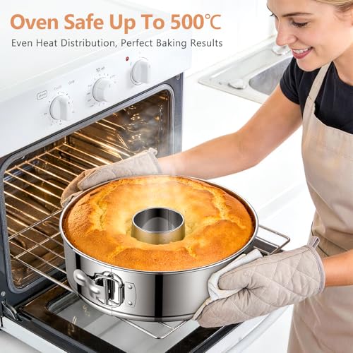 10-Inch Angel Food Bundt Cake Pan, Removable Bottom, 304 Stainless Steel
