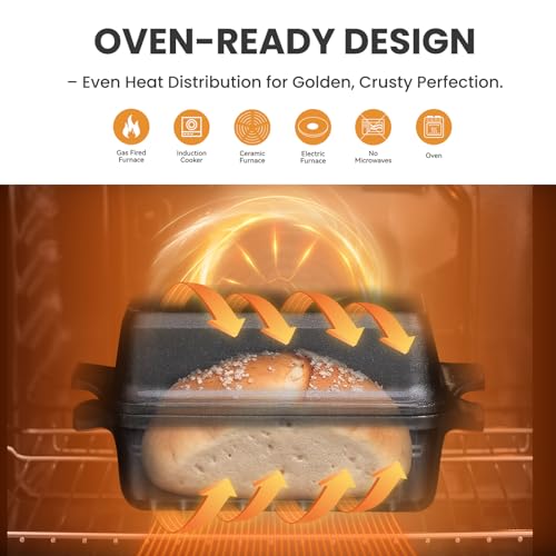 Cast Iron Loaf Pan with Lid, 9×5 Dutch Oven for Sourdough Bread Baking, Dutch Oven Pot with Lid for Bread Baking, Bread Pans for Baking, Pre-Seasoned (3 pieces, 2.2 QT Each) - color: Black 3