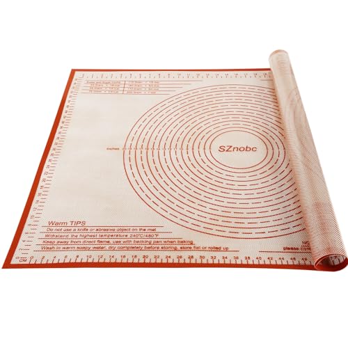 Non-slip Silicone Pastry Mat 36X24 inch Large Baking Mat with Measurements - color: Red, size: 24"L x 36"W