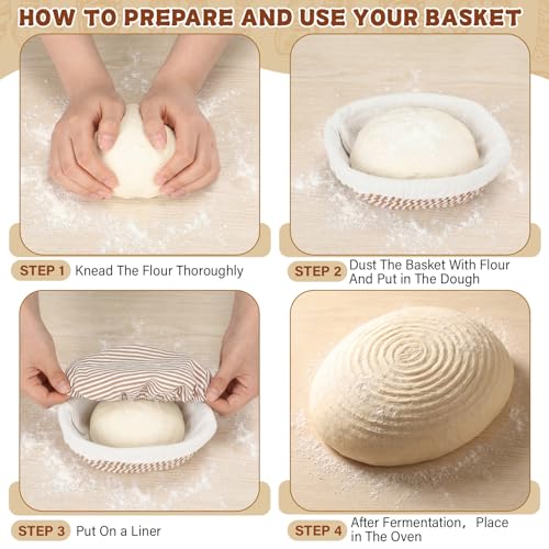 6 Set Mini Banneton Basket for Sourdough Bread Proofing, Brown - color: Brown, size: 6.9 x 4.53 x 2.36 Inches