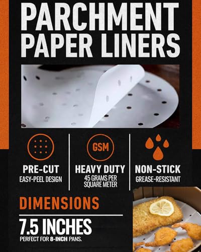 7.5 inch Parchment Paper Rounds Compatible with Instant Pot RIO, Smart, Duo Nova, Duo Evo, Sheets for Baking, For Pressure Cooker, Air Fryers, Springform Pans, Non-Stick Small Pre-Cut Paper Liners - size: Round/7.5inch/Regular