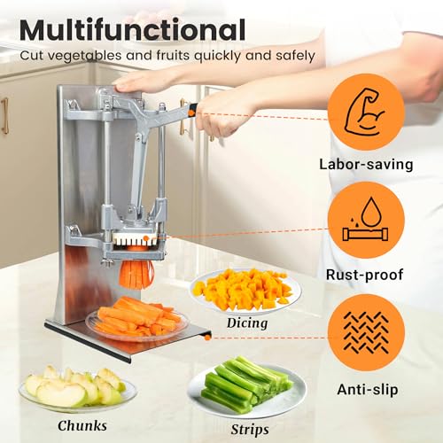 BIEAMA French Fry Cutter with 4 Blades, 1/4", 3/8", 1/2" & 8 Wedge - size: 1/4" & 3/8" & 1/2 & 8-wedge (Vertical Machine)