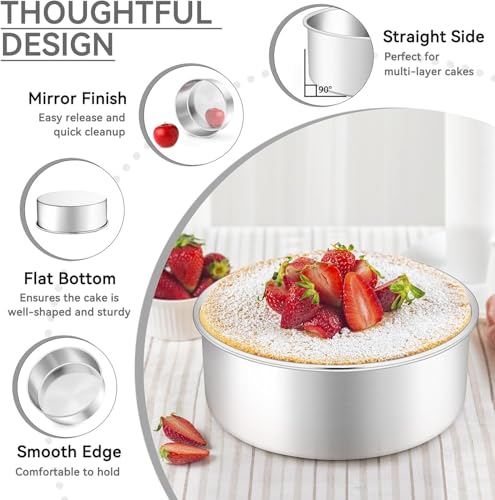 Leonyo 4-6-8 Inch Round Cake Pans Set of 3, Molds Tin for Baking, 2In Deep - size: 4+6+8x2 Inch
