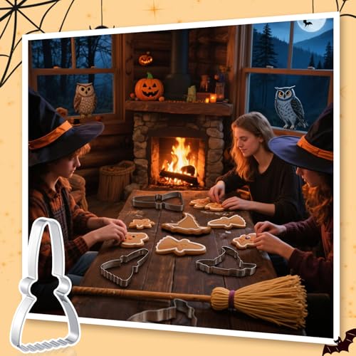Teenyyou 2 Pcs Extra Large 7.5" Halloween Cookie Cutters, Witch Hat & Broom - style: Witch's Hat and Broom